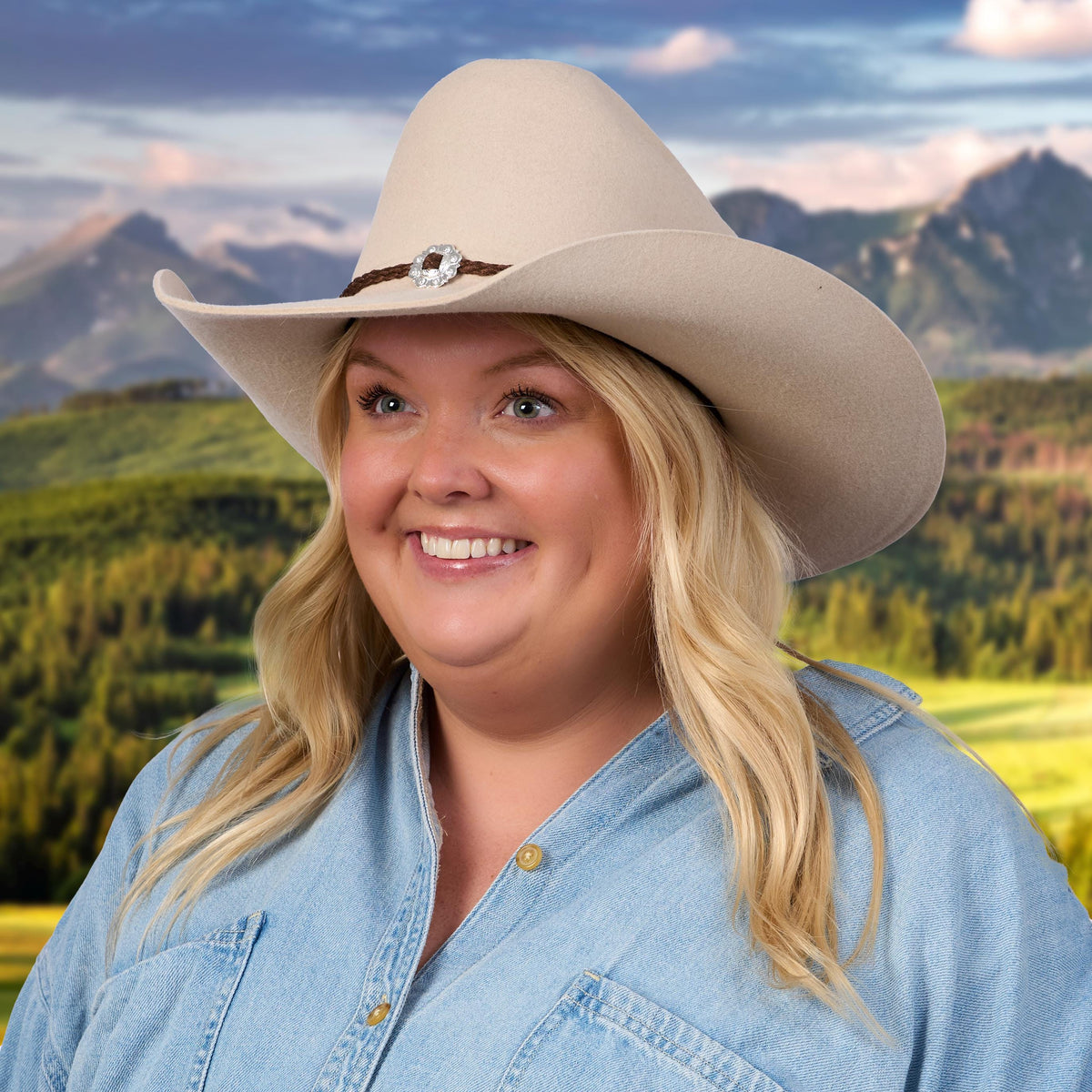 88050 warm white fur felt Cowboy hat