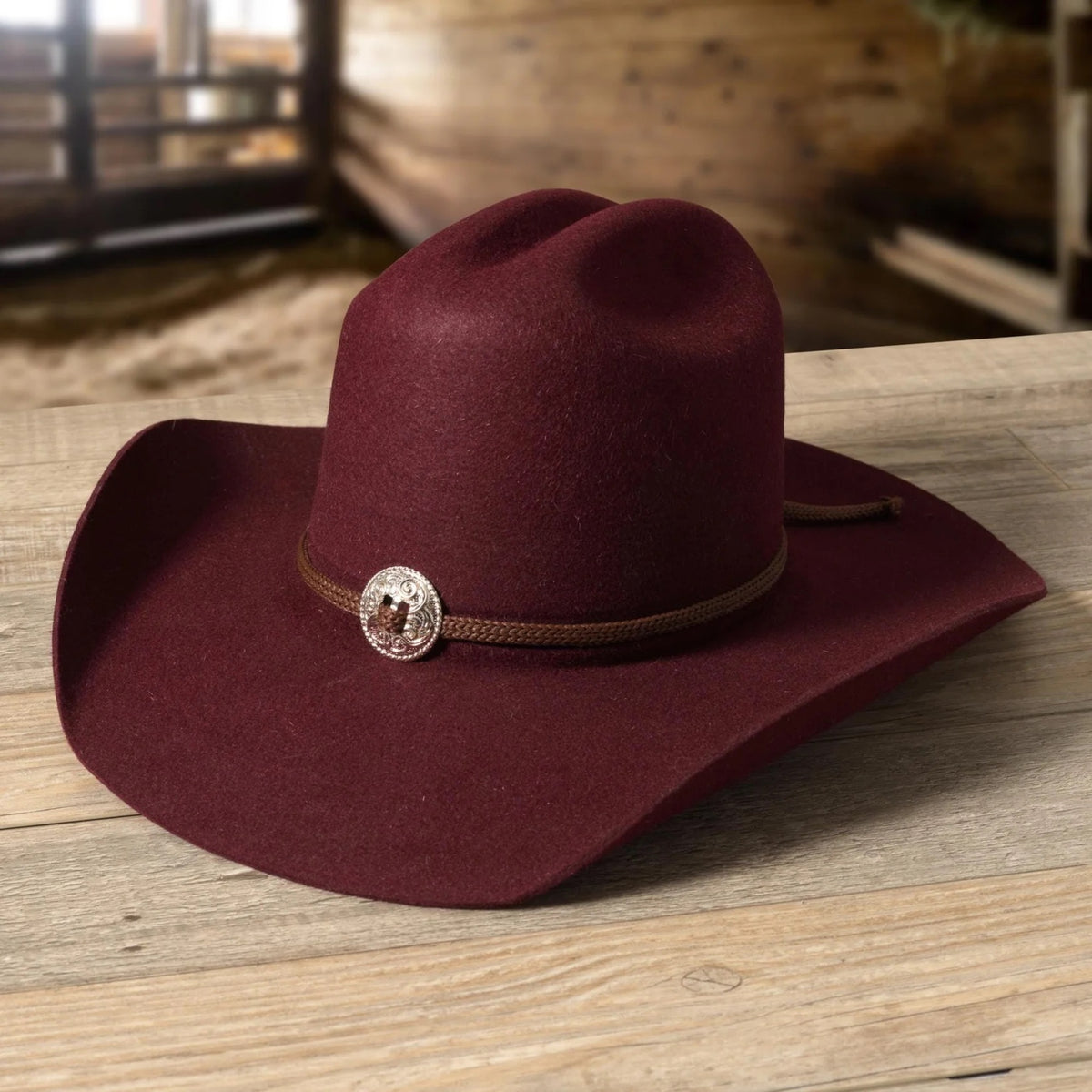 88075 burgundy fur felt Cowboy hat