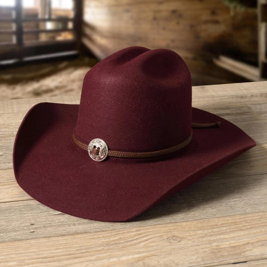 88075 burgundy fur felt Cowboy hat
